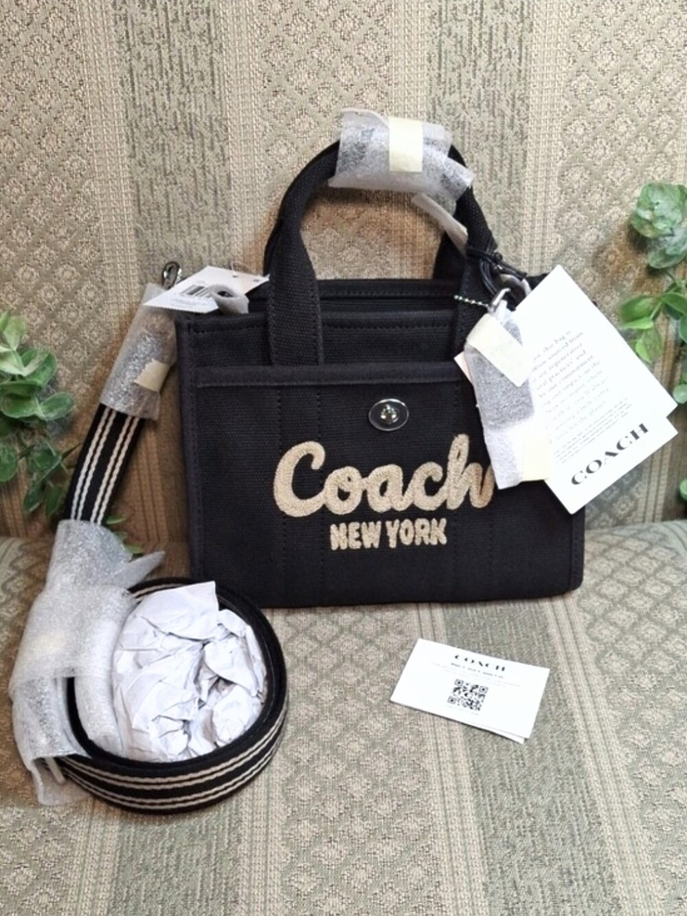 Coach Mini Cargo Tote In Black Canvas
